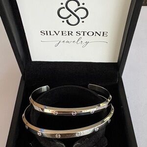 Silver Cuff Bracelet Duo